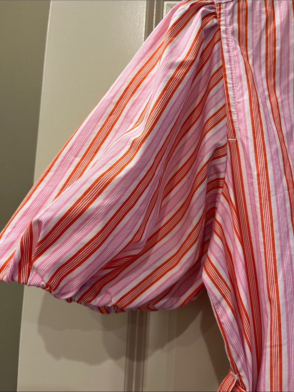 Striped Pink Tie-Waist Mini Shirt Dress - Picture 3 of 5